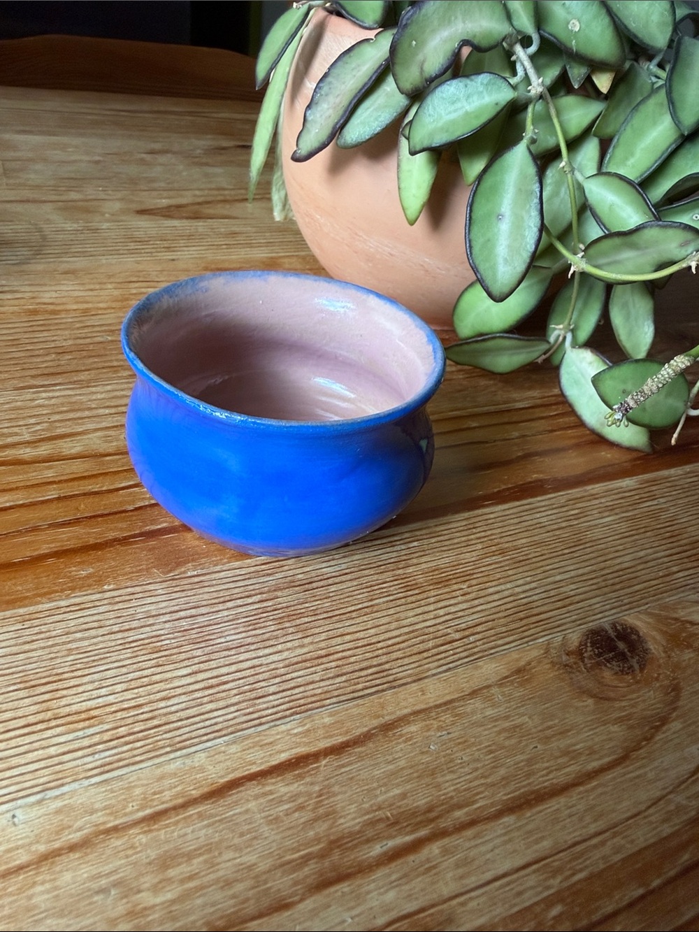 Vintage Handcrafted Blue Ceramic Bowl